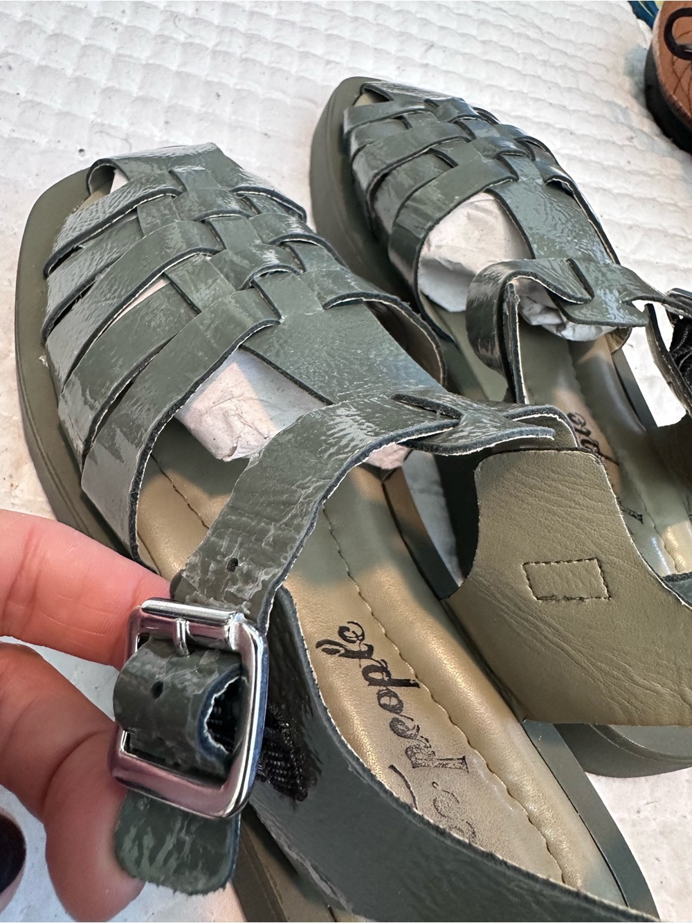 Free People Finn Fisherman Platform Sandals in Sea Serpent Green Sz 40 - Picture 8 of 9